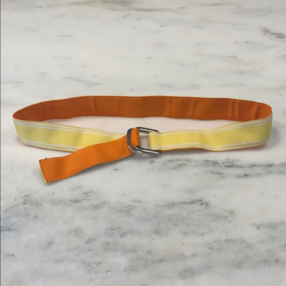 Yellow and white ribbon belt from Anthropologie